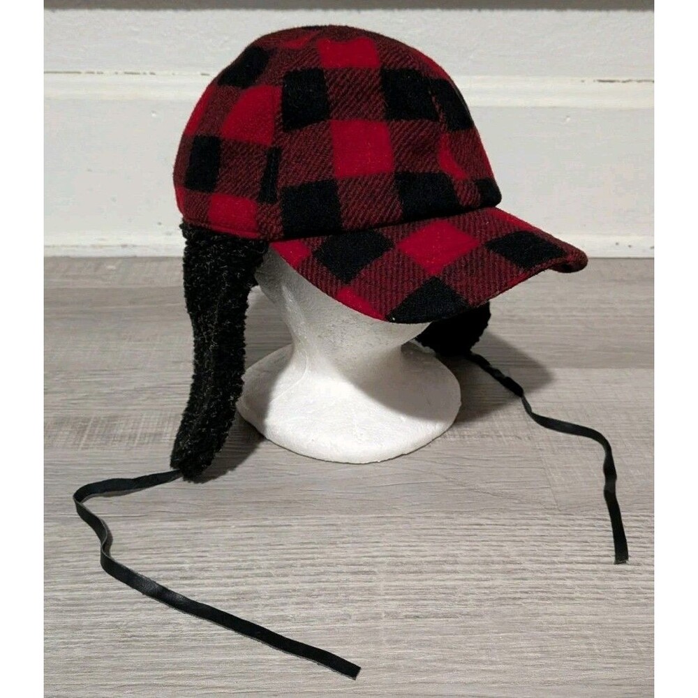 Vintage Woolrich Trapper Hat Red Wool Buffalo Plaid Hunting Sherpa Ear Flaps M